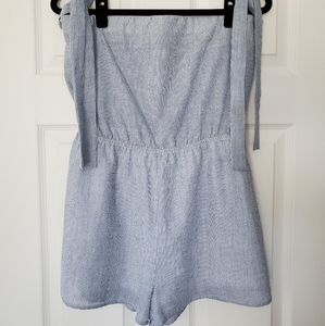 Sadie & Sage Off the Shoulder tie striped romper